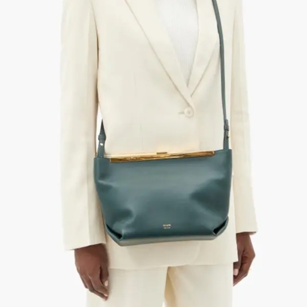 KHAITE Augusta Leather Cross-Body Bag - Dark Green - Picture 4 of 7